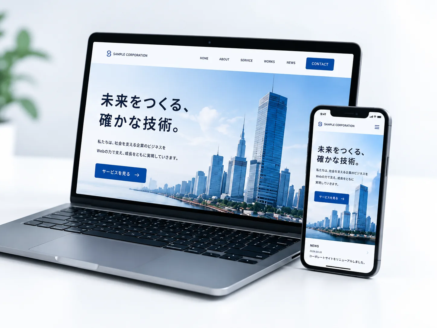 制作したWebサイトの表示例